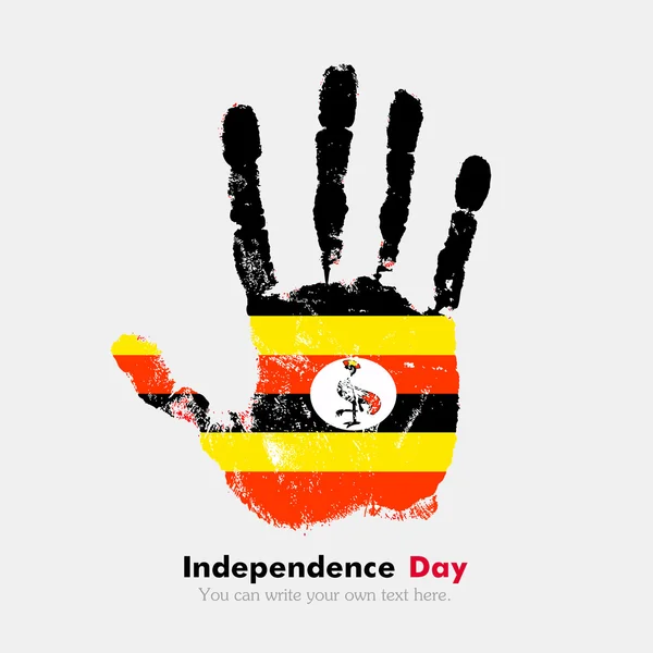 Huella de mano con la bandera de Uganda — Archivo Imágenes Vectoriales