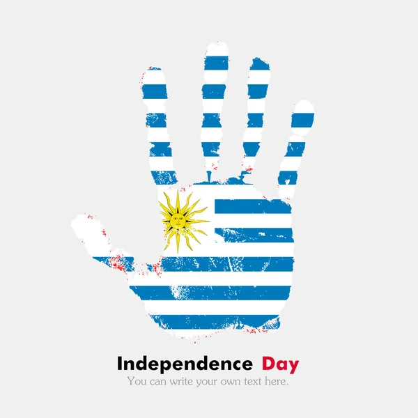 Otisky rukou s vlajka Uruguaye — Stockový vektor