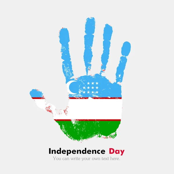 우즈베키스탄의 국기와 함께 손 자국 — 스톡 벡터