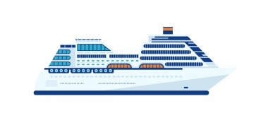 illustration of cruise ship isolated, side view of cruise ship on white background clipart