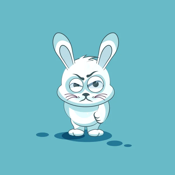 Isolado personagem Emoji desenho animado branco leveret adesivo emoticon com emoção irritada — Vetor de Stock