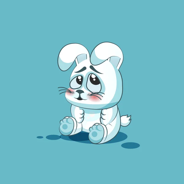Isolato Emoji personaggio cartone animato bianco leveret imbarazzato, timido e arrossisce emoticon adesivo — Vettoriale Stock