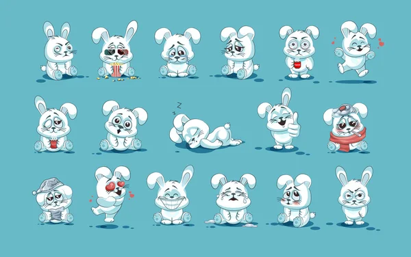 isolated Emoji character cartoon White leveret stickers emoticons with different emotions