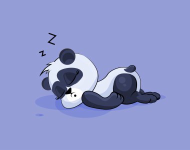 İllüstrasyon izole Emoji karakter karikatür Panda mide etiket ifade üzerinde uyur