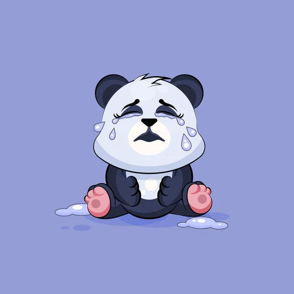 Ilustración aislado Emoji personaje de dibujos animados Panda llorando, muchas lágrimas pegatina emoticono — Archivo Imágenes Vectoriales
