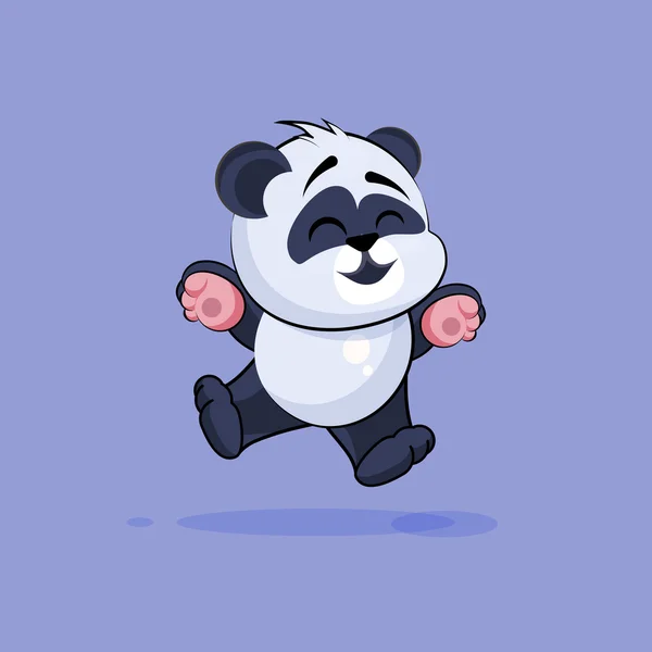 Illustration isolé personnage Emoji dessin animé Panda sauter de joie, heureux autocollant émoticône — Image vectorielle