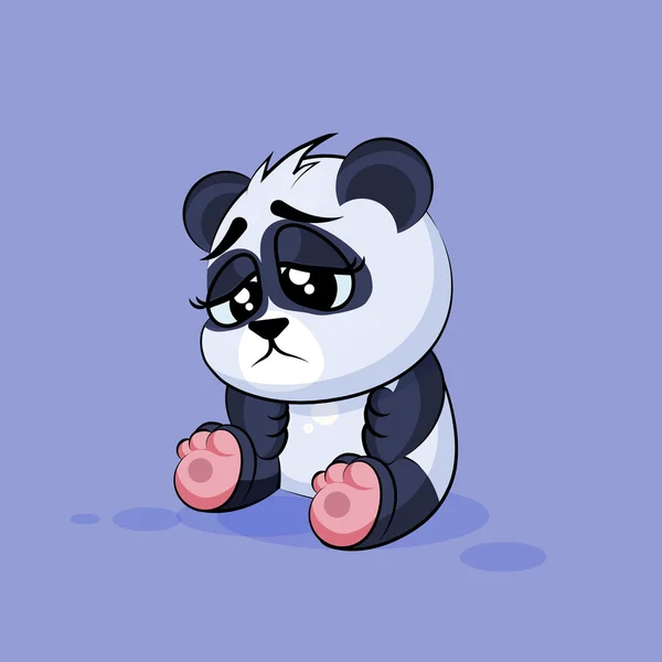 Emoji karakter karikatür Panda üzgün ve sinirli etiket ifade illüstrasyon izole — Stok Vektör