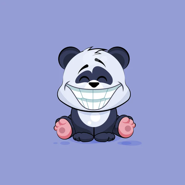 Illustration isoliert emoji figur cartoon panda mit einem riesigen lächeln aus ohrenaufkleber emoticon — Stockvektor