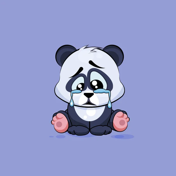 Illustration isoliert emoji figur cartoon traurig und frustriert panda weinen, tränen aufkleber emoticon — Stockvektor