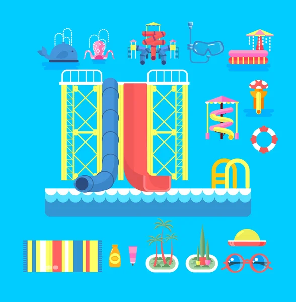 Illustration Set Elemente Wasserpark — Stockvektor