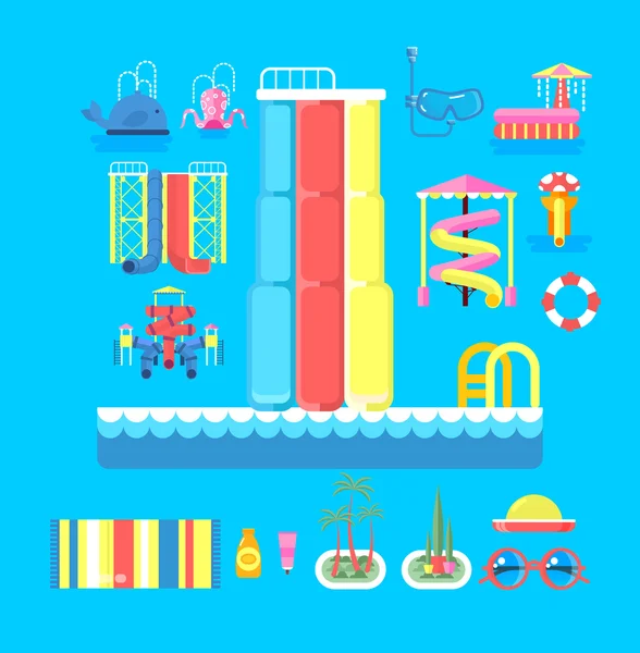 Illustration set elements water park — Stock Vector