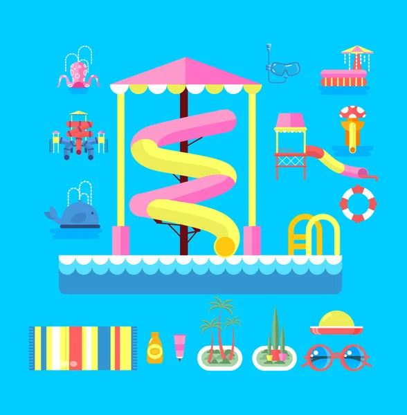 Illustration Set Elemente Wasserpark — Stockvektor