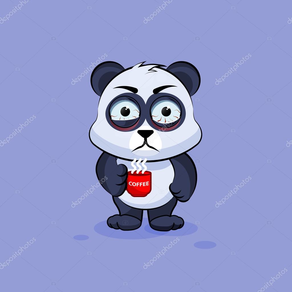 Illustration isolated Emoji character cartoon Panda nervous with cup of  coffee sticker emoticon Stock Vector Image by ©MarynaBolsunova #113270806
