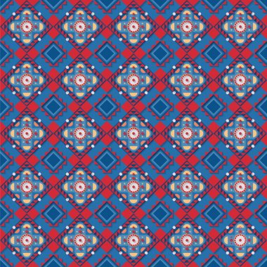 illüstrasyon dikişsiz desen, arka plan, geometrik, kırmızı, mavi elemanlar