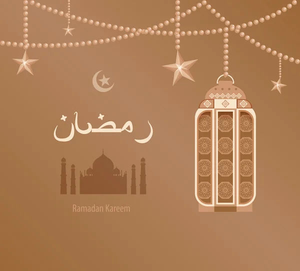 Illust bege arabesco tracery Ramadã, Ramazan — Vetor de Stock