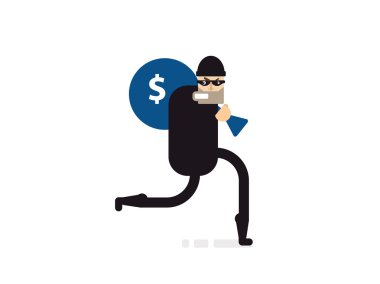 isolated illustration thief with bag of money clipart