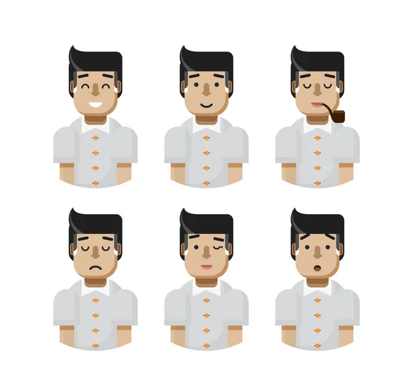 Set de ilustración avatares masculinos, avatar con amplia sonrisa — Vector de stock