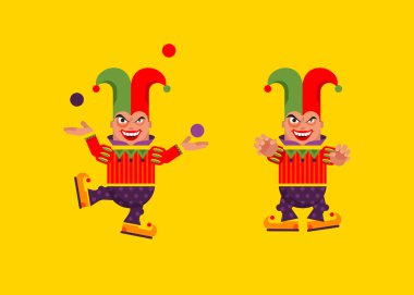 düz tarzda cadılar bayramı için bir soytarı karakteri illüstrasyon