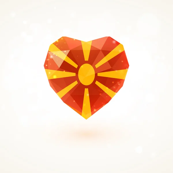 Flag of Laos in shape diamond glass heart. Triangulation style — Stock Vector