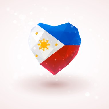 Filipinler bayrağı şeklinde cam kalp elmas. Üç taraflı kur çevrimi stili