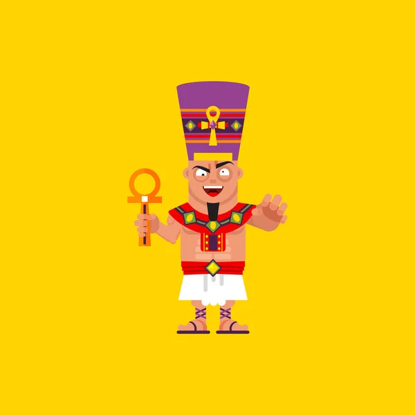 Rey de Egipto, personaje de Faraón para Halloween en un estilo plano — Vector de stock