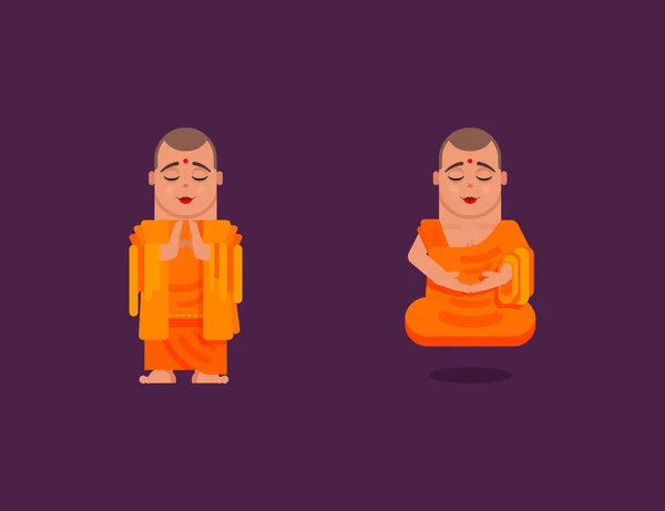 Буддійський чернець розмірковуючи в плоских стилі — стоковий вектор