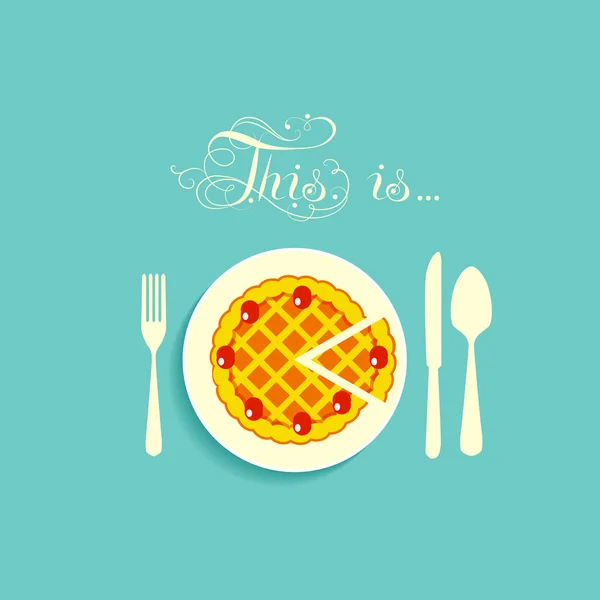 El pastel está en un plato — Vector de stock