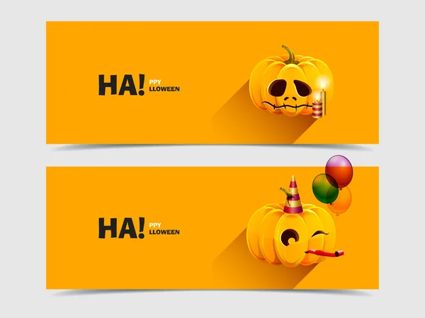 Calabaza de Halloween con globos y velas — Vector de stock