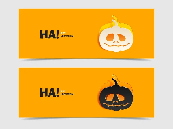 Set de dos banners vectoriales con calabaza recortada — Archivo Imágenes Vectoriales