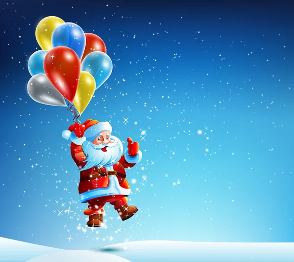 Santa Claus leci na balon — Wektor stockowy