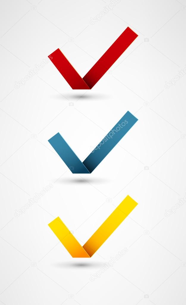 Set of nine different colorful vector check marks