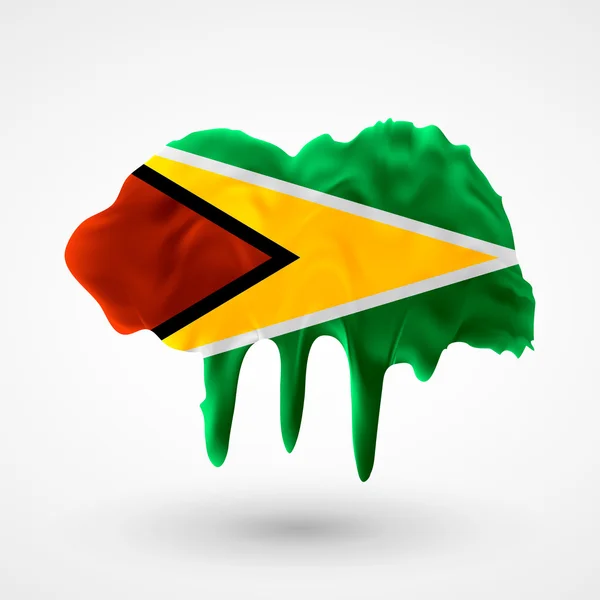 Drapeau de Guyane couleurs peintes — Image vectorielle