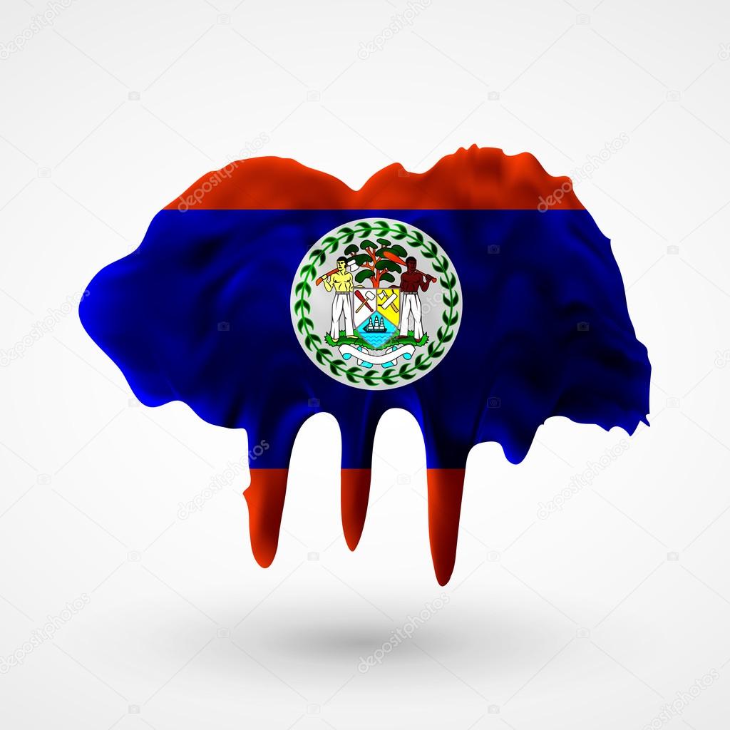 Flag of Belize painted colors. Blot with paint streaks with the national colors. Independence Day.  Use for brochures, printed materials, icons, logos, signs,  elements, etc.
