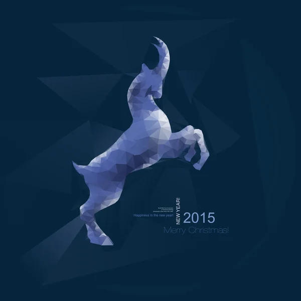 Китайский Новый Год 2015, коза с голубым геометрическим рисунком — стоковый вектор