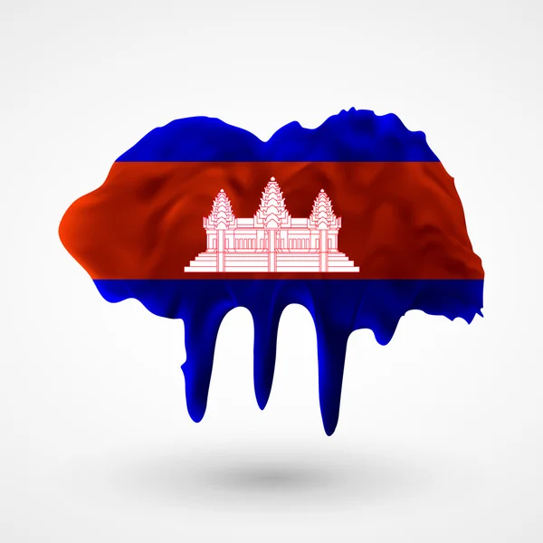 Bandera de Camboya pintada de colores — Vector de stock