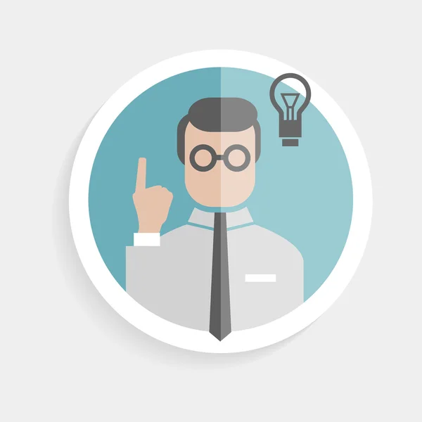 Vector redonda ícone de papel pesquisador homem de sucesso — Vetor de Stock