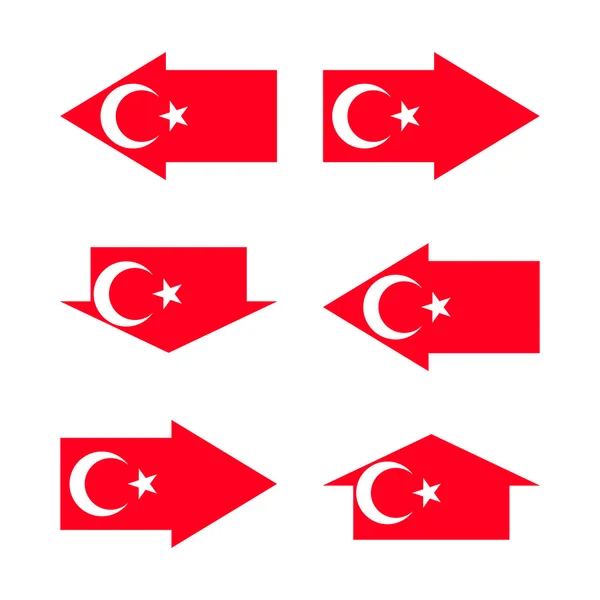 Bandera de Turquía en forma de puntero — Vector de stock