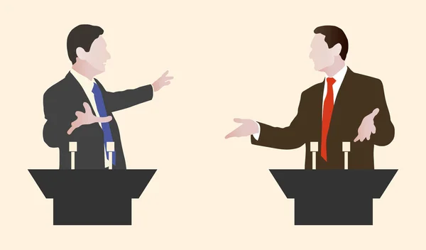 Debate sobre dois oradores. Discursos políticos debates — Vetor de Stock