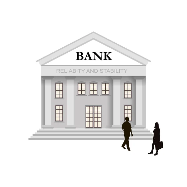 Bank az épület klasszikus stílusú oszlopok, lépcsők. — Stock Vector