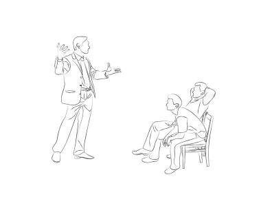 Doodle kroki iki kişi iskemlede oturmak