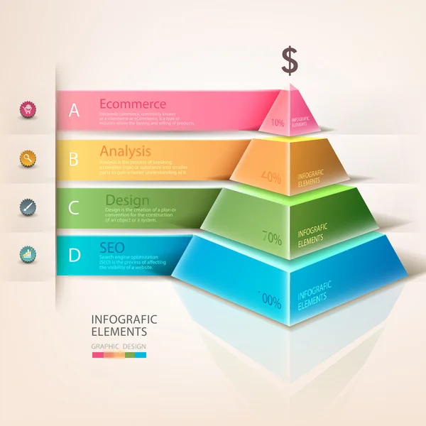 Kolorowe piramidy informacji graficznych — Wektor stockowy