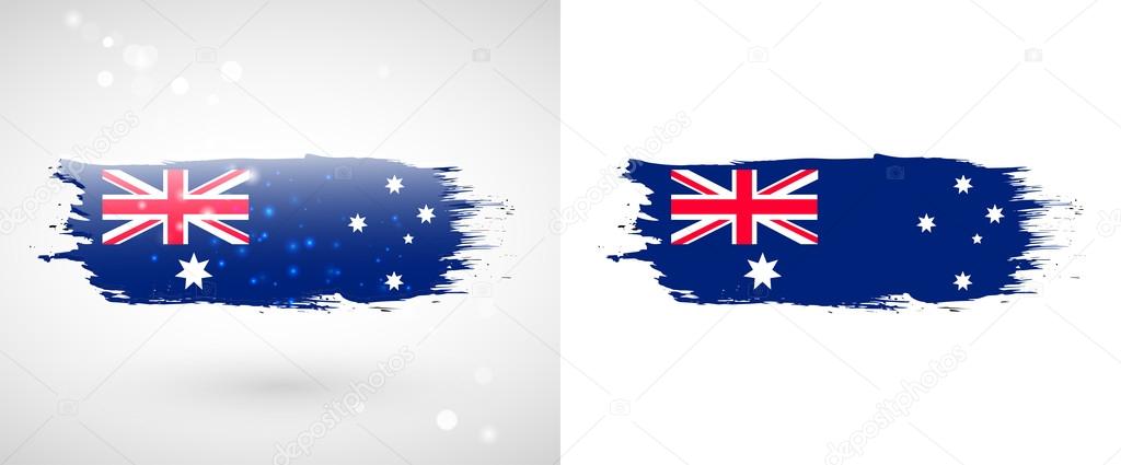 Australian flag. Independence Day. Flag painted with a brush with paint. Grungy flag. Grungy style. Brushstroke. Use for brochures, printed materials, icons, logos, signs,  elements, etc.