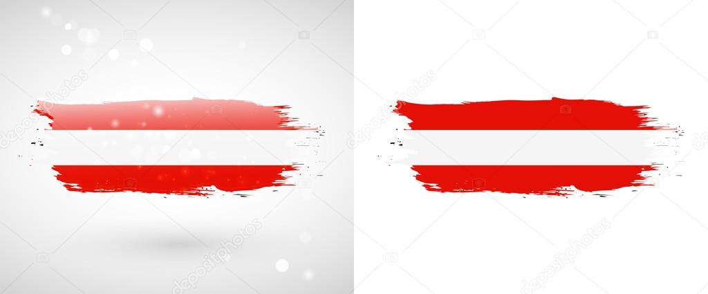 Flag of Austria. Independence Day. Flag painted with a brush with paint. Grungy flag. Grungy style. Brushstroke. Use for brochures, printed materials, icons, logos, signs,  elements, etc.