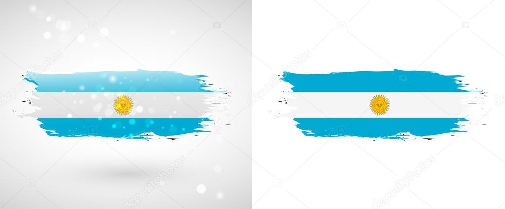 Flag of Argentina. Independence Day. Flag painted with a brush with paint. Grungy flag. Grungy style. Brushstroke. Use for brochures, printed materials, icons, logos, signs,  elements, etc.