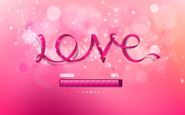 Vector inscription love ribbon on a pink background clipart