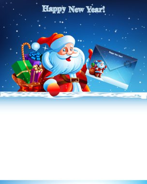 Noel Baba hediye bir zarf tutan bir torba ile