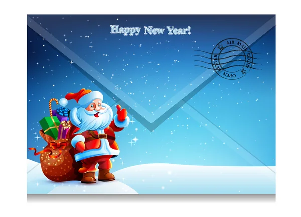 Envelope com imagem de carta de Papai Noel — Vetor de Stock