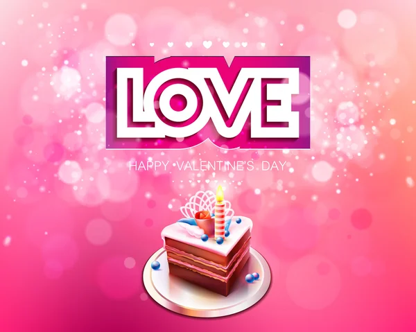 Vektor-Inschrift Liebe Schnitt auf rosa Hintergrund mit Kuchen — Stockvektor