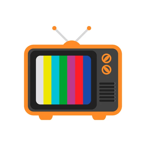 Ізольований старий телевізійний монітор з мертвим плоским стилем на білому тлі з темно-сірим, сірим і помаранчевим . — стокове фото