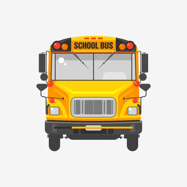 Плоский значок жовтий шкільний автобус — стоковий вектор
